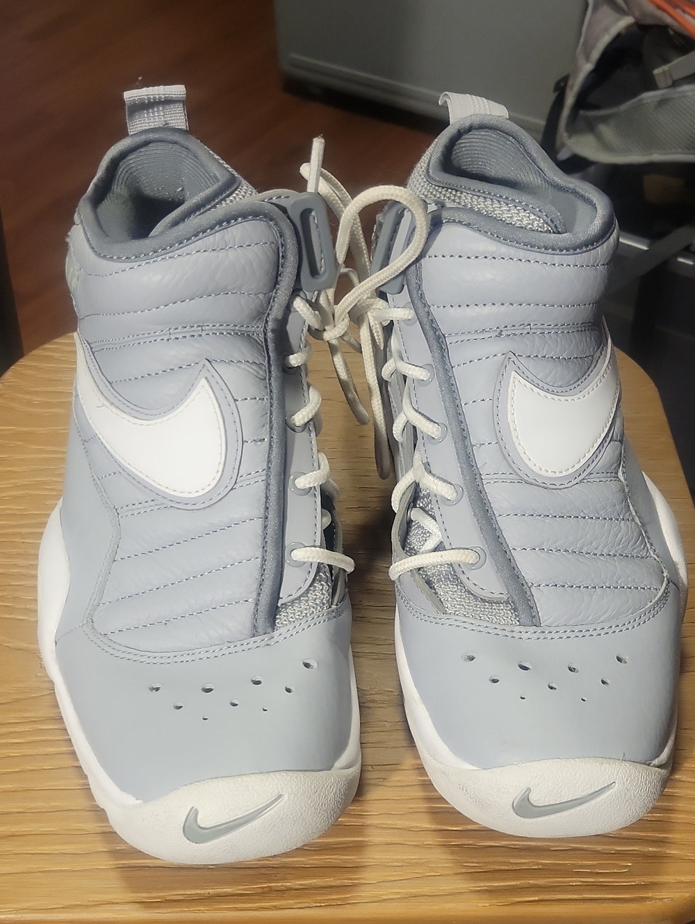 Nike Kids Light Gray and White High-Top Sneakers
